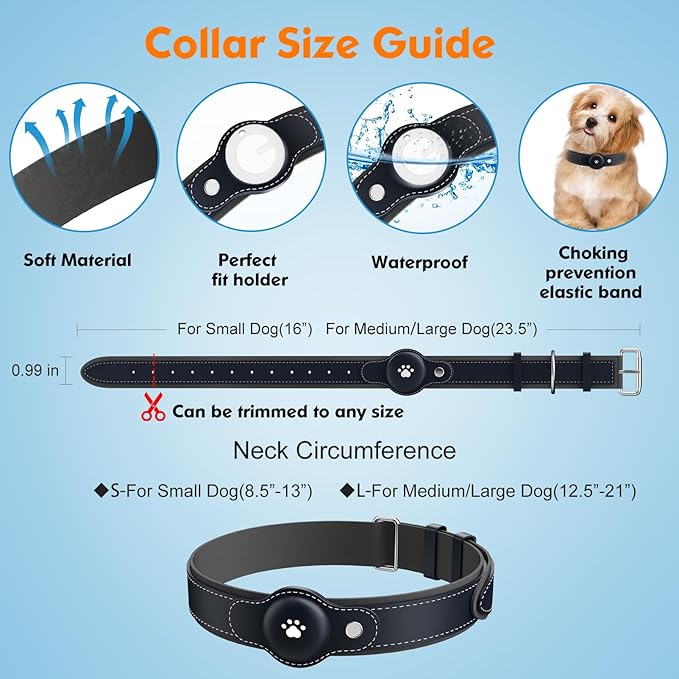 2-in-1 GPS Tracker for Dogs&Cats : Smart Collar with Real-Time Location, No Monthly Fee, Unlimited Range (iOS Only) GPS Tracker Dog Collar- Ideal for Small, Medium Large Dogs(Tracker Included)