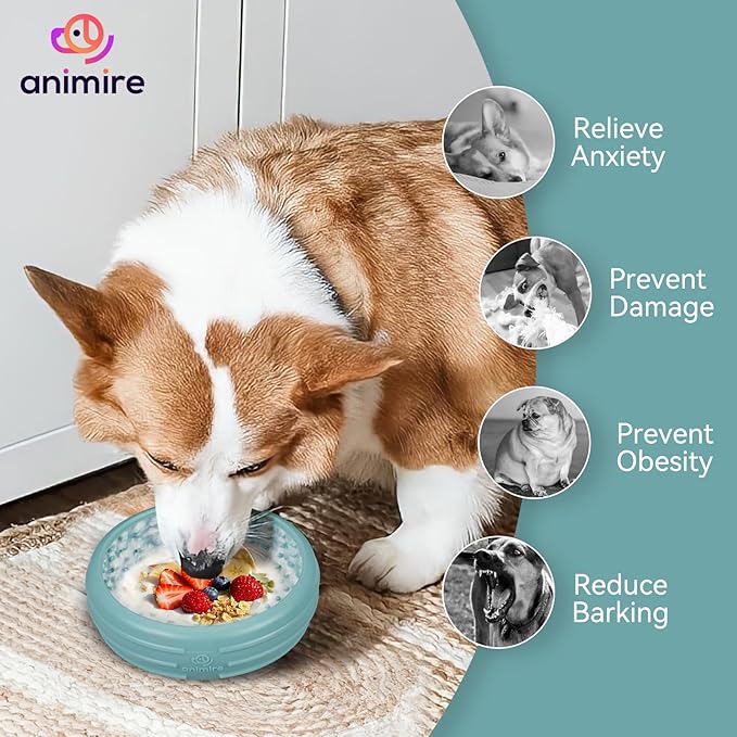 Dog Lick Bowl, Animire Freeze Lick Mat for Dogs, Non-Slip Slow Feeder Licking Bowl Enrichment Treat for Distraction Anxiety Relief, Food Grade Silicone, Dishwasher Safe(Teal,XL)