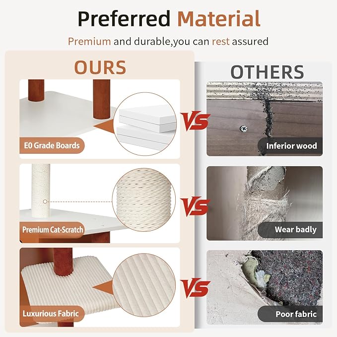 63 Inch Modern Cat Tree for Large Cats - Multi-Level Activity Center with Sisal Scratching Posts, Plush Perch, Enclosed Condo & Hanging Toy, Sturdy Wood Design for Indoor Use