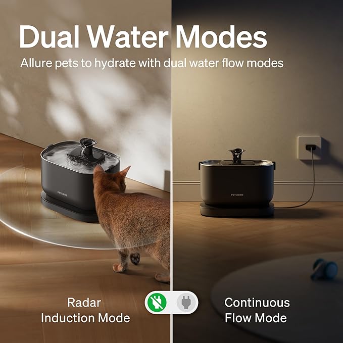 PETLIBRO Cat Water Fountain, Cordless Pet Water Fountain Battery Operated, 2.5L/84oz Dockstream Water Fountains for Cats Indoor, Cat Fountain with Stainless Steel Tray, Easy to Clean BPA-Free