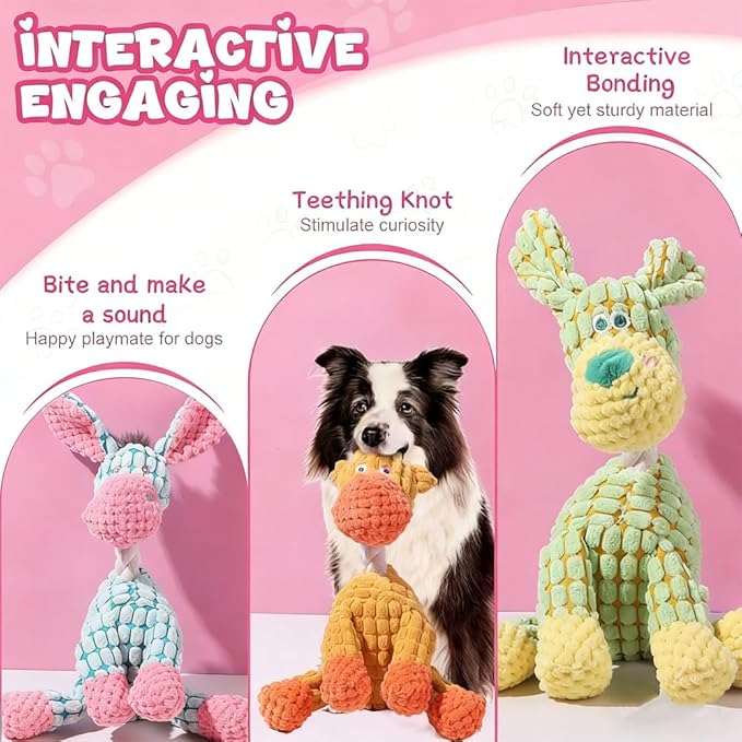 Indestructible Dog Toy - 2026 New Durable Stuffed Squeaky Dog Chew Toys,Dogs Plush Toy for Aggressive Chewers, for Small, Medium&Large Dogs and Puppies,Indoor Teething (Brown)