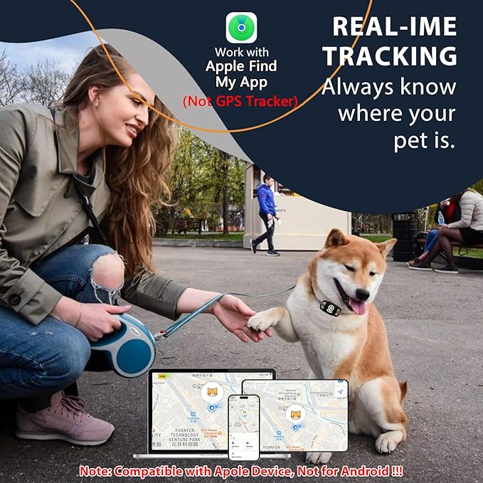 Pet Tracker for Dog, Dog Tracker Smart Pet Location Tracker with Tracker Holder, Item Finder MFi Certificated Tracking Device, No Monthly Fee, Works with Find My (iOS Only) No GPS Tracker