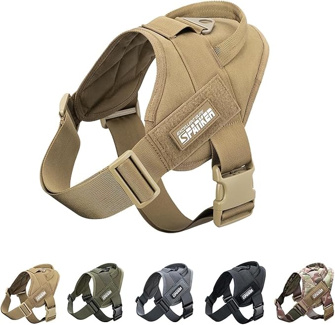 Excellent Elite SPANKERTactical Dog Vest Military Patrol Service Dog Harness Adjustable Nylon Dog Harness with Handle(Brown-S)