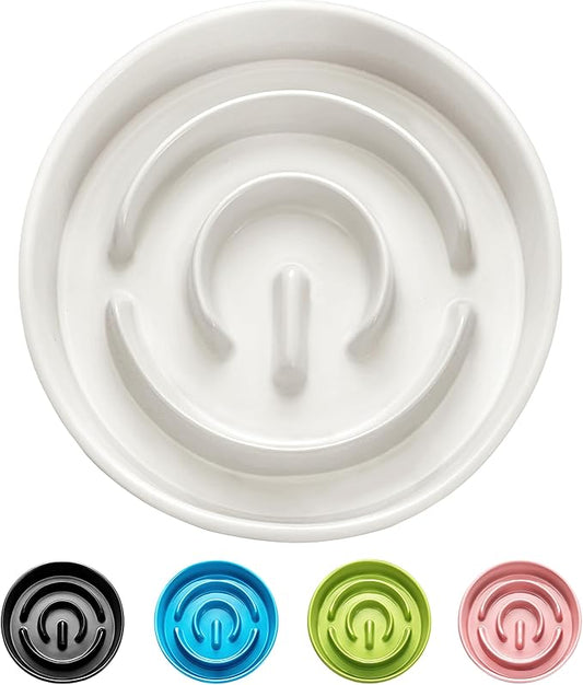 Ceramic Slow Feeder Bowls for Large Dogs, 3.0 Cups Slow Feeder for Fast Eaters, 48oz, 10in, White