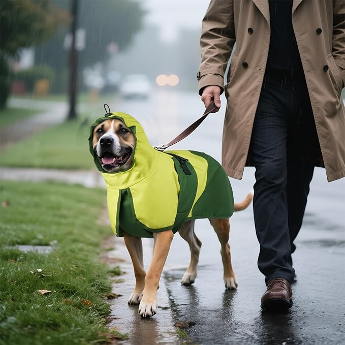 BRKURLEG Dog Raincoat for Small Medium and Large Dogs Waterproof Dog Rain Jacket Adjustable Hooded Dogs Raincoat Pet Rain Coat Poncho with Leash Hole, Reflective Strip, Green, M