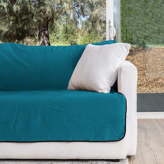 Waterproof Blanket for Bed or Couch – Soft and Leakproof Waterproof Throw Blanket, Water Proof & Stain Resistant Easy to Clean Throw Blanket Cover for Adults or Pets, Reversible Blue/Beige 80”x90”