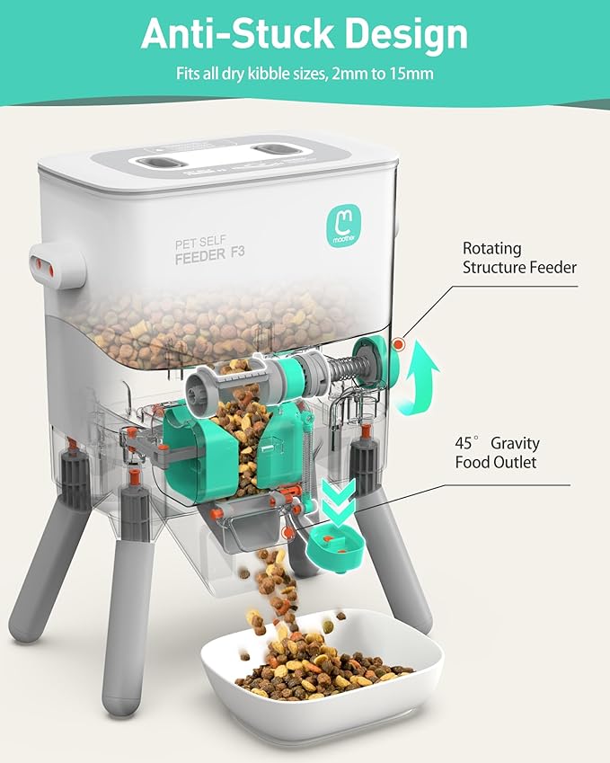 Maother Dog Self Feeder - 8L Large Capacity Gravity Feeder for Dogs and Cats, Dry Food Compatible Pet Food Dispenser,Train Pets to Self-Feed, Interactive DIY Kit for Families - F3 V1