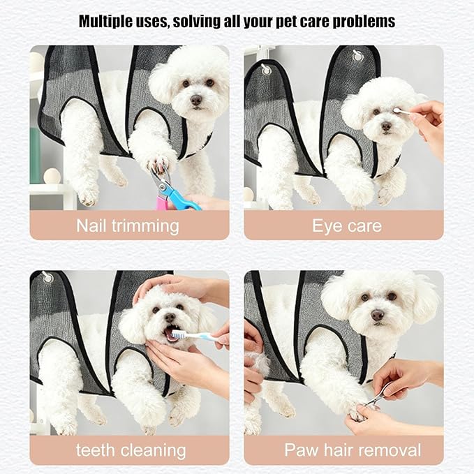 Grooming Hammock,Bite Prevention Breathable Mesh Restraint Bag - Dog Hanger for Nail Trimming Hammock with S-Hook,for Ear Washing Combing Cats Puppy Kitten Home Bathroom Shower