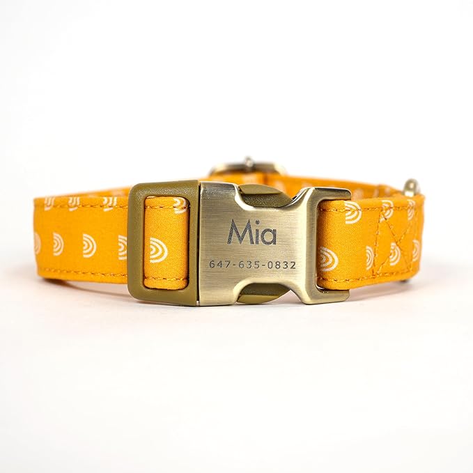 Personalized Dog Collar with Name and Phone Number Engraved,Adjustable Custom Puppy Collar,Organic Cotton Pet Collar for Small Medium Large Boy Girl Dogs