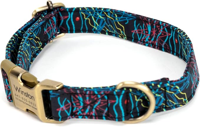 Personalized Dog Collar with Name and Phone Number Engraved,Adjustable Custom Puppy Collar,Organic Cotton Pet Collar for Small Medium Large Boy Girl Dogs