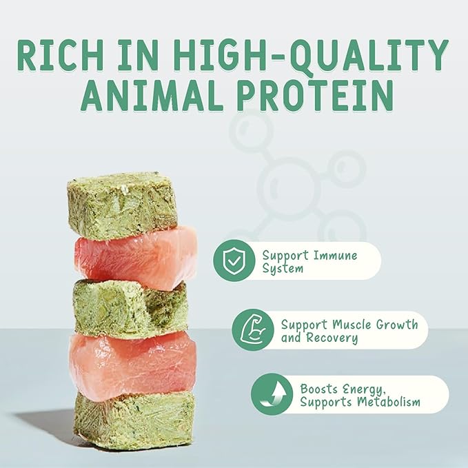 Freeze Dried Cat Grass Treats, Tasty Chicken Flavor, Cat Chew Treats for Dental Cleaning and Hairball Control, Fresh Breath & Healthy Digestion, High Protein & Grain Free Snacks