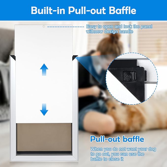 Extra Large Dog Doors with with Strong Aluminum Frame, Automatic Closing & Durable Flap for Energy Efficient, Lockable Closing Panel & Easy to Installation