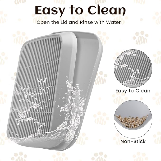 Cat Litter Box Ramp Litter Box Step for Self Cleaning Mat Cat Ramp with Filter Function, Anti-Tracking Trapping Pet Pedal Step Washable Easy to Clean, Suitable for Kitten & Senior Cats (Grey)