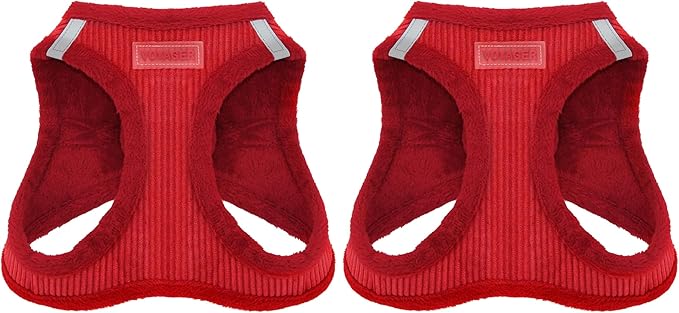 Voyager Step-in Plush Dog Harness – Soft Plush, Step in Vest Harness for Small and Medium Dogs by Best Pet Supplies - Red Corduroy, XL (Chest: 20.5-23") (Pack of 2)