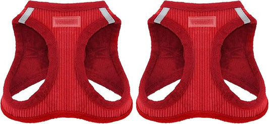 Voyager Step-in Plush Dog Harness – Soft Plush, Step in Vest Harness for Small and Medium Dogs by Best Pet Supplies - Red Corduroy, XL (Chest: 20.5-23") (Pack of 2)