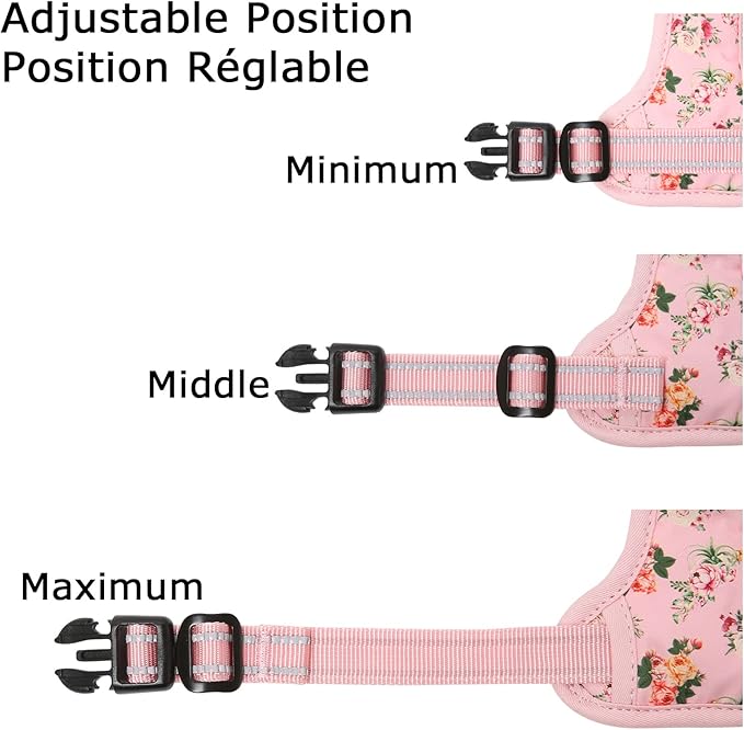 HEELE Dog Harness Harness for Small Dogs No Pull Dog Vest Harness for Small Dog with Soft Padded Handle Reflective for Outdoor Training, Flower-Pink, S