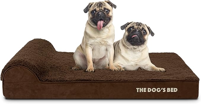 The Dog’s Bed Orthopedic Headrest Dog Bed Large Brown, Memory Foam, Pain Relief for Arthritis, Hip & Elbow Dysplasia, Post Surgery, Lameness, Waterproof Washable Cover
