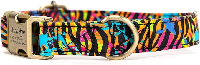 Personalized Dog Collar with Name and Phone Number Engraved,Adjustable Custom Puppy Collar,Organic Cotton Pet Collar for Small Medium Large Boy Girl Dogs