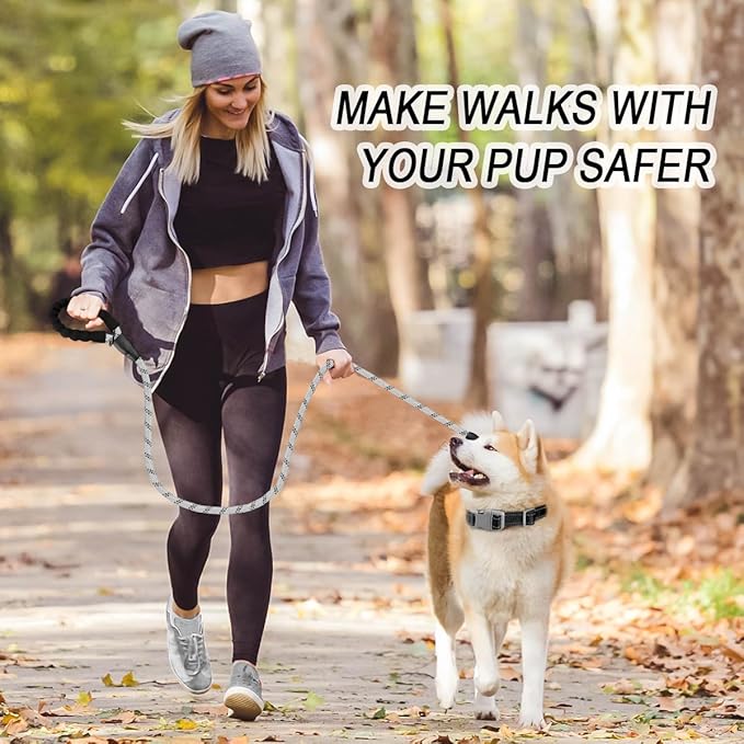 BARKBAY Dog Leashes for Large Dogs Heavy Duty Dog Leash 2 Pack 5 FT with Comfortable Padded Handle Highly Reflective Threads for Medium Large Dogs Walking Training Running (5FT-1/2,Gray+Black)