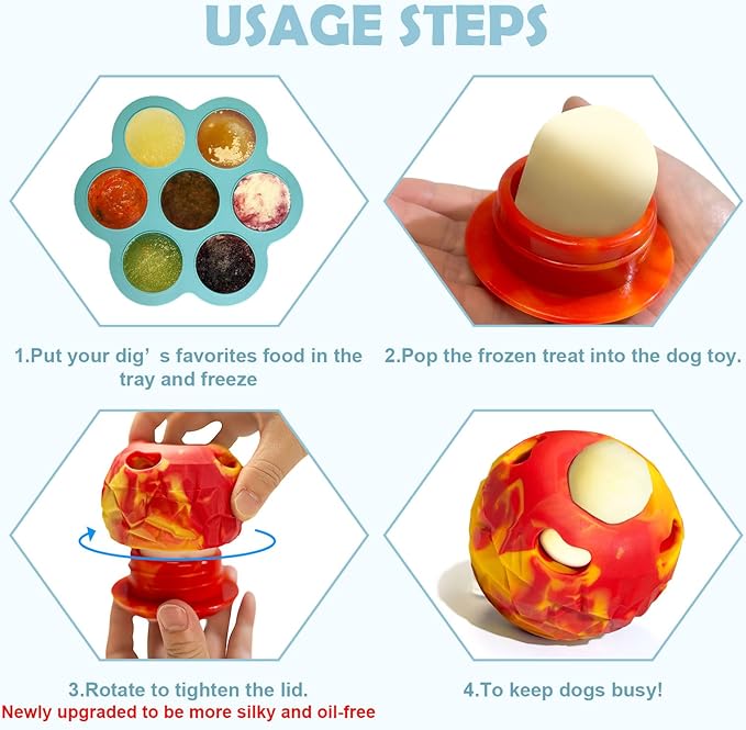 Dog Frozen Treat Toy, Slow Food Training to Relieve Boredom and Stimulating, Interactive Treat Dispensing Dog Toy, Interactive Chew Toys, Super Easy to Open Clean, for Small Dogs (red, Small)