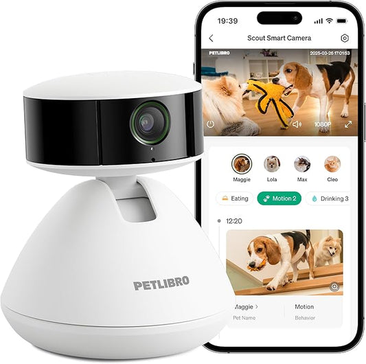 PETLIBRO AI Dog Camera Pet Camera Indoor with Phone App [Multi-Pet Recognition, Daily Activity Analysis & Smart Summaries] Cat Cam 360° View, 1080P Dog Cam Night Vision, 2-Way Audio WiFi Cam