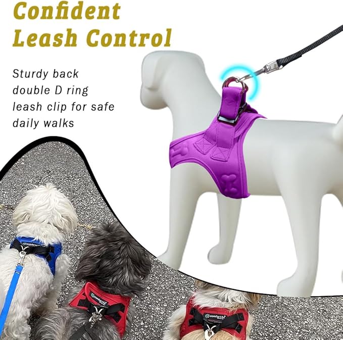 Comfort Fit Dog Harness Small Medium Sized Dogs No Pull Step in Dog Harness with Adjustable Buckles Soft Padded Easy Control Vest Harness Training Walking Running Extra Comfort Inside Velvet Plush