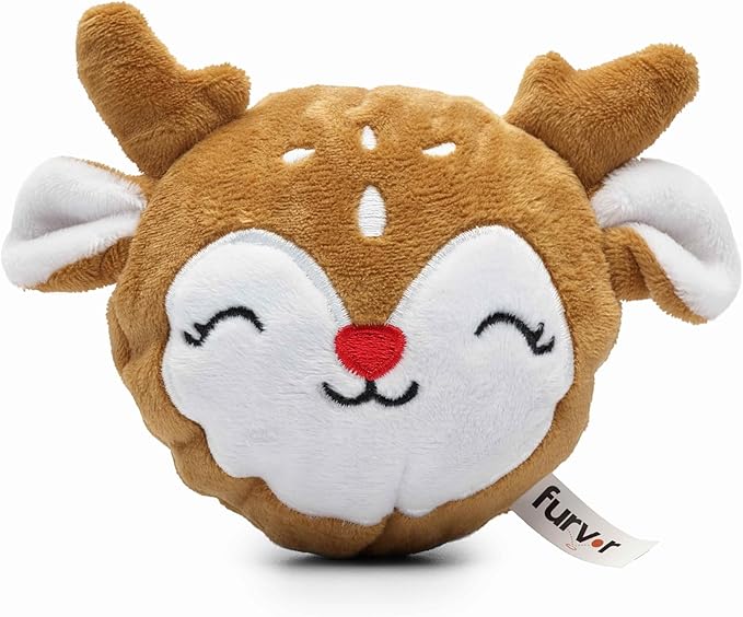 Flourish Pets 2 in 1 Small Prancer Christmas Multi-Layer Chew Toy for Active Dogs | Non-Toxic BPA Free Double Stitched Soft Fabric and Long-Lasting Dog Plush Toys (Reindeer Prancer 3.5")
