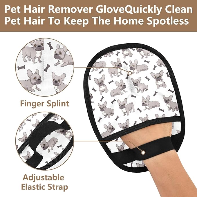 Pet Grooming Gloves Reusable Dog & Cat Hair Remover for Furniture, Car Interiors Multi-Surface Deshedding Tool for Carpets, Bedding & Home Cleaning
