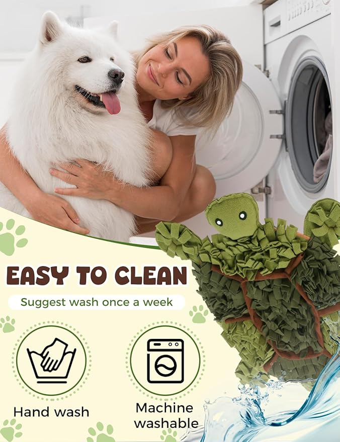 Snuffle Mat for Dogs, Turtle Design 28.8''×22.8 ''Inch Large Snuffle Mat for Dogs, Slow Feeder Dog Food Mat, Mental Stimulation Enrichment Puzzle Feeder Dog Toy for Anxiety Relief（Brown）