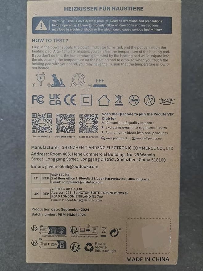 Pecute Cat Heating Pad Indoor, 6 Adjustable Temperature with Timer, Dog Heating Pad with Dual-Resistant Cable, Waterproof Layer, Heated Cat Bed Mat Blanket, Electric Pet Heated Pads for Cats Dogs