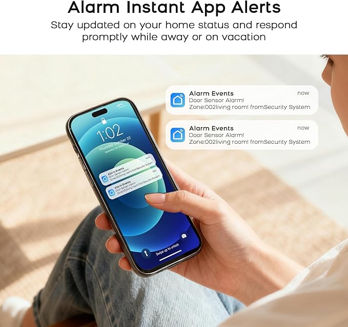 Security Systems for House,Wireless Alarm System with WiFi+GSM/4G,App Alerts & Auto Alarm Dial,Door/Window Alarms Motion Sensors Remote Control,Smart Life Tuya APP,NO Monthly Fees