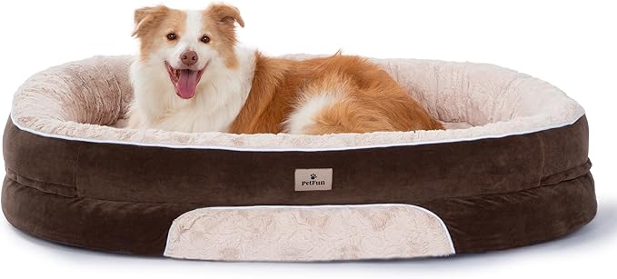 Orthopedic Dog Bed Couch for Large Sized Pets with Egg Foam Support, Four-Sided Bolster Cushions, Soft Tear-Resistant Fabric, and Removable Machine Washable Plush Cover