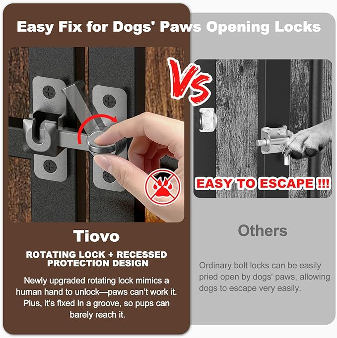 42" Dog Crate Furniture, Heavy Duty Dog Crates, Dog Kennel Furniture Indoor for Large Dog as TV Stand, Wooden Cage End Table for Indoor Decoration, Name Tag Escape-Proof Locks & Double Door