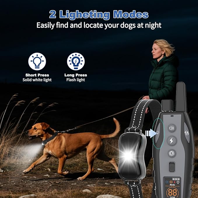 Shock Collar for Dogs with Color Screen - 3300 FT Remote Control Range, Dog Training Collar with 3 Training Modes, Rechargeable Waterproof ECollar for Dogs Training 15-125LBS