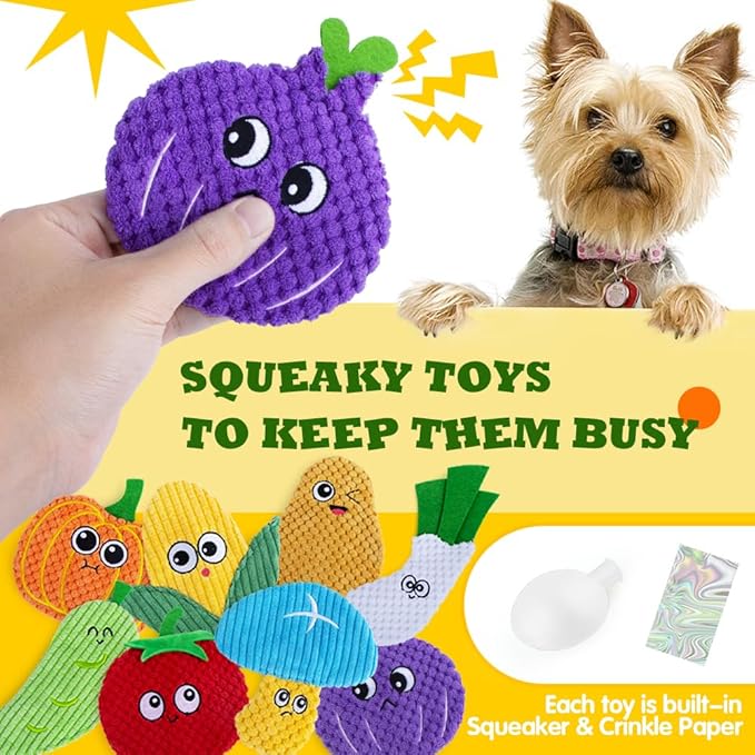 8 Pack Dog Squeaky Toys, Pet Crinkle Toy No Stuffing Dog Chew Toys with Soft, Durable Fabric for Small Medium Breeds, Stuffless Pet Supplies Interactive Puppy Teething Toys to Keep Them Busy