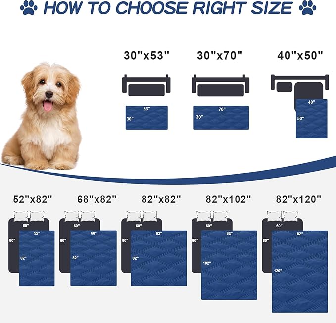 Smiry Waterproof Dog Bed Cover Blanket 52x82, Soft Reversible Pet Blanket, Washable Leakproof Cats Dogs Couch Cover for Sofa, Couch, Furniture, Lattice, Navy/Blue