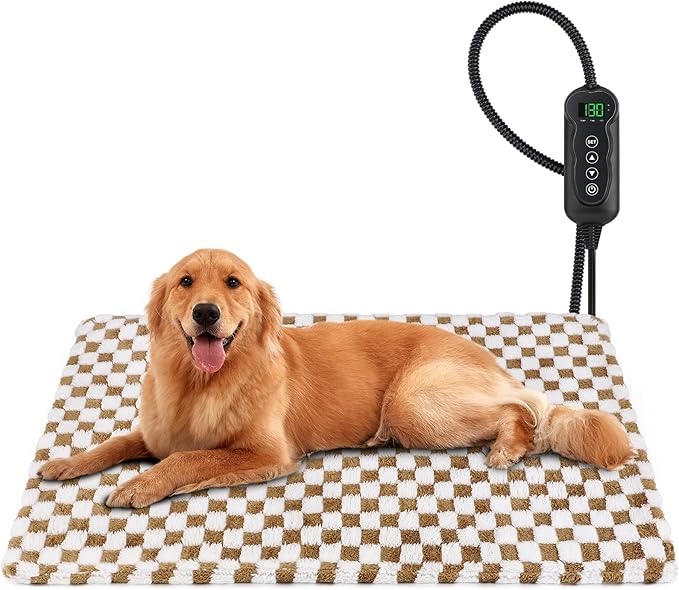 MIXJOY Pet Heating Pad, 11 Adjustable Temperature Dog Heated Pad Indoor with Timer, Heating Pad for Dogs Cats, Electric Cat Heat Pads with Washable Cover, Heated Pet bed-35''x24'', Large