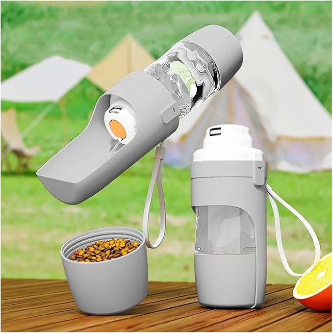 Portable Dog Water Bottle Durable Pet Hydration Dispenser Outdoor Walks Hiking Travel Ergonomic(Gray)