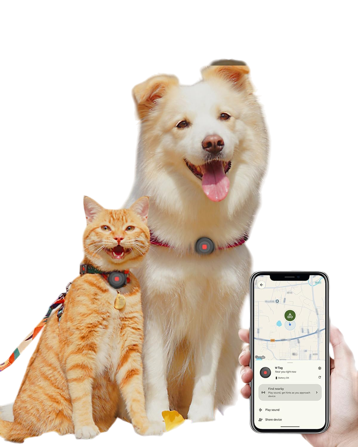 Bluetooth Dog Tracker Tag, Pet Tracker for Dogs with Silicone Collar Holder, Works with Apple Find My & Android Find Hub, IP67 Waterproof Anti-Lost Locator, Black 2 Pack