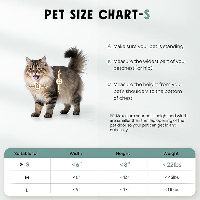 All Aluminum Cat Door Interior Door Black 3 Flaps, For Exterior door Small Cat Dog Doggy Doggie Door, Heavy Duty Pet Door, Insulation Flap, Telescoping Tunnel, Sliding Closing Panel (Pets Up to 22lbs)