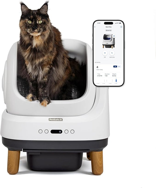 PetSafe ScoopFree OpenSky Automatic Self-Cleaning Cat Litter Box - Hands-Free Cleaning - Odor Control Litter System - App Controlled with Health Monitoring - Multi-Cat Compatible