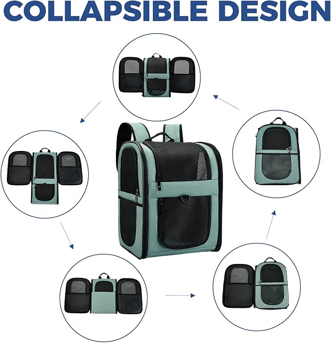 Apollo Walker Dog & Cat Carrier Backpack for 4-18lb Pets - Ventilated Safe Design with Padded Back Support, Breathable Mesh Pet Backpack for Hiking, Travel, Outdoor (Blue)