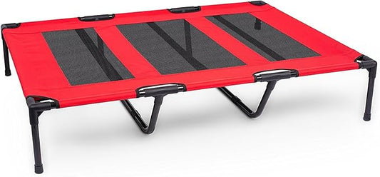 Internet's Best Dog Cot | 48 x 36 | Elevated Dog Bed | Cool Breathable Mesh | Indoor or Outdoor Use | Large | Red