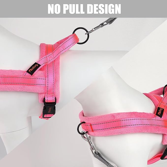 Didog No Pull Dog Harness with Soft Flannel Padded,Reflective & Quick Fit Light Weight Dog Strap Vest Harness,Easy for Walking Training for Small & Medium and Large Dogs(Pink,S)