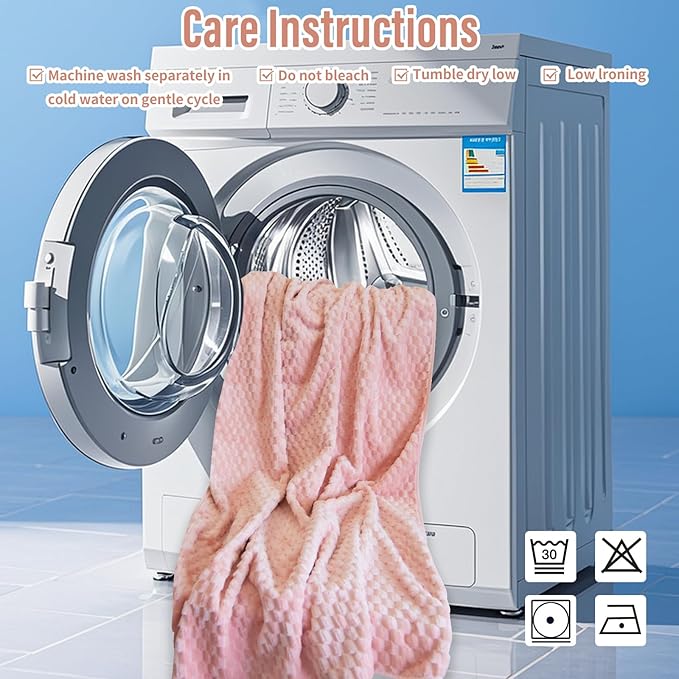 Water Resistant Blanket for Bed Couch Sofa, 60"x80" Reversible & Washable Microfiber Blanket, Queen Size Waterproof Throw, Pet Friendly & Leakproof (Peachy Pink/Peach Cream)