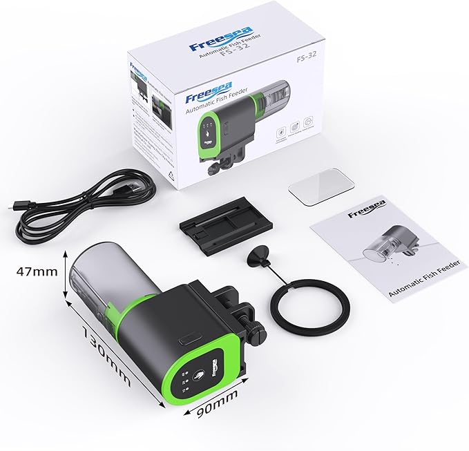 FREESEA Automatic Fish Feeder for Aquarium: Small USB Rechargeable Vacation Auto Fish Food Dispenser with Timer for Small Tank Betta Turtle