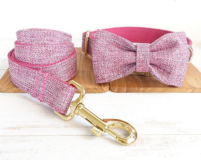 Polyester Personalized Dog Collar with Name and Phone Number, Customizable Laser-Engraved Collar with Metal Quick Release Buckle for Dogs (Rose)