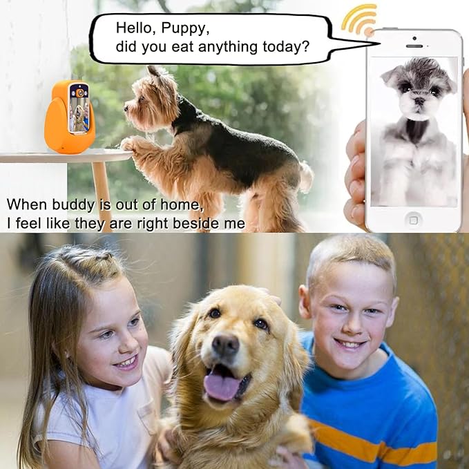2 Way Camera Audio/Video,2.8''Screen Pan/Tilt WiFi AI Motion Detection for Baby/Pet/Puppy/Cat/Dog,Facetime Nanny Cam Voice with Phone APP Video Calling Devices for Elderly Indoor,Orange