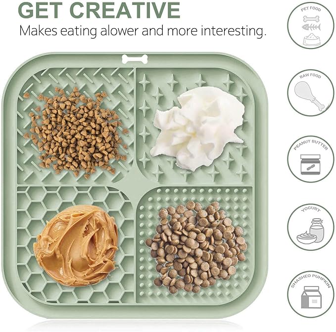 Licking Mat for Dogs & Cats with Suction Cups, 1 Pack Square Dog Slow Feeder Lick Pat for Anxiety Relief & Boredom, Dog Toys to Keep Them Busy, Pets Grooming Bathing Training Mat