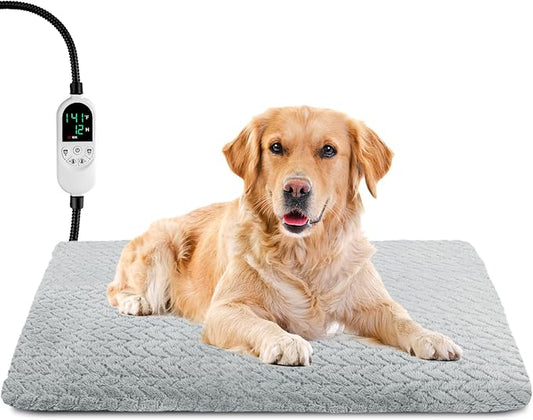 ENJOY PET Pet Heating Pad for Cats Dogs, Heated Dog Bed Indoor Dog Heating Pad with Chew Resistant Steel Cord, 12 Level Timer and Temperature Heated Pet Bed Electric Warming Blanket